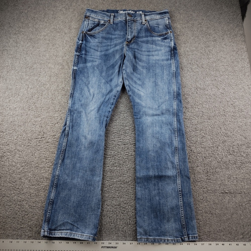 Wrangler Jeans Mens 29x32 Retro Slim Boot Blue Stretch Denim Workwear Rodeo